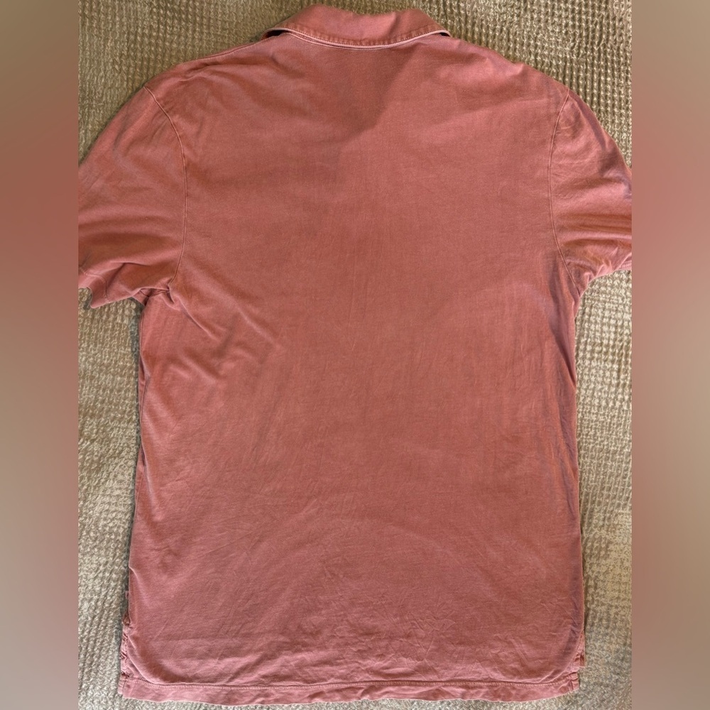 James Perse Standard Polo Shirt Made USA Garment Dyed Rose Large - Picture 8 of 11